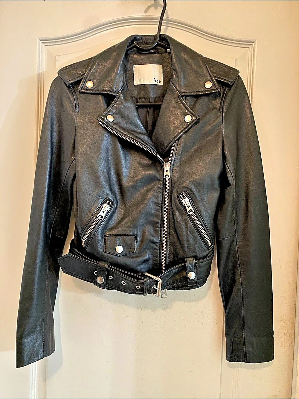 Wilfred Free Lennon Real Leather Moto Biker Jacket Black XXS